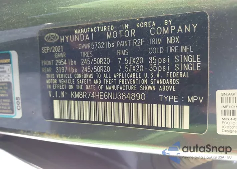 2022 Hyundai Palisade Calligraphy from USA, damaged, VIN KM8R74HE6NU384890